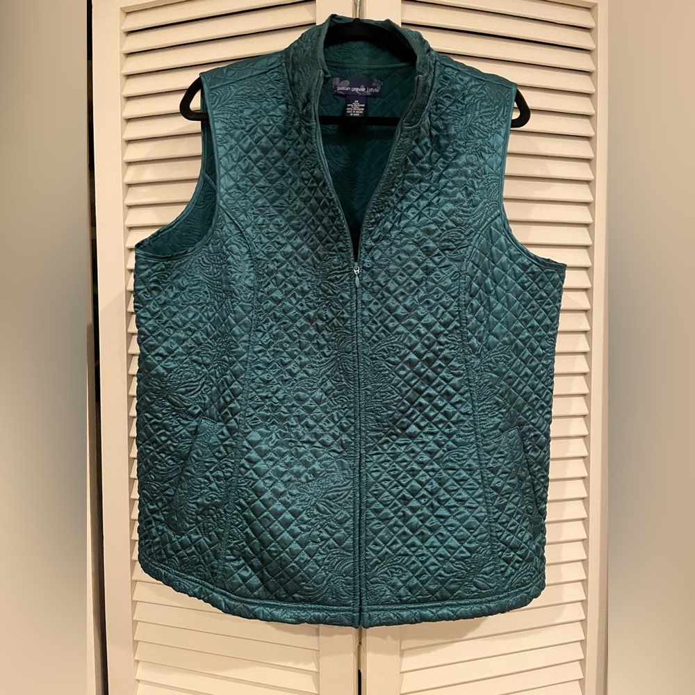 Vest-very comfortable and warm.  Lined with a light fleece & Pockets. B24”xL26”
